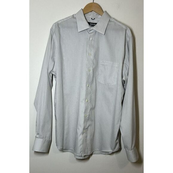Kenneth Cole Reaction Men's X Large XL Shirt Long Sleeve Button Front Striped - Picture 1 of 4
